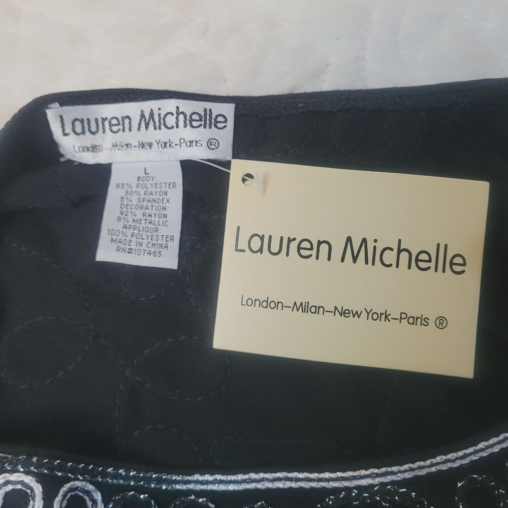 Lauren Michelle Tank Top Sparkle Braided Embellishments Silver Bling Large New - Picture 7 of 9